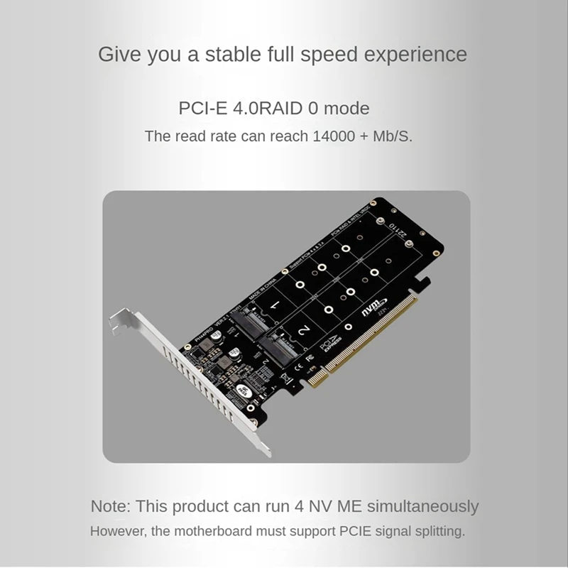 Hot TTKK 4X PCIE 4.0 Dual-Disk Pciex16 To M.2 M-Key NVME SSD Карта расширения, поддержка 4 Nvme M.2 M Key 2280 SSD