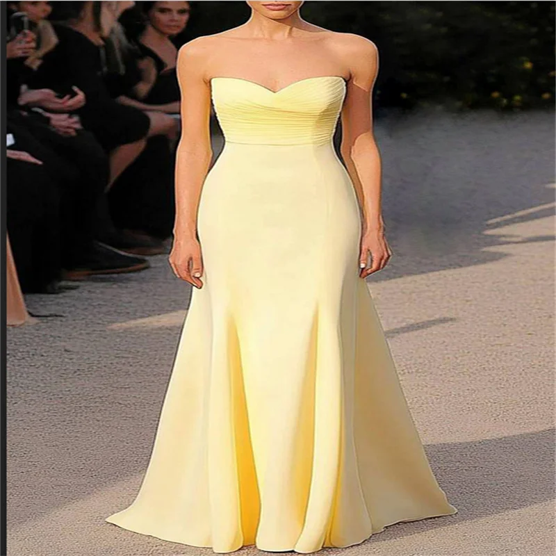 

Elegant Party Dresses 2025 Women's Luxury Prom Gowns - Designer Summer Yellow Evening Dress Maxi Formal Gown for Girl Customized