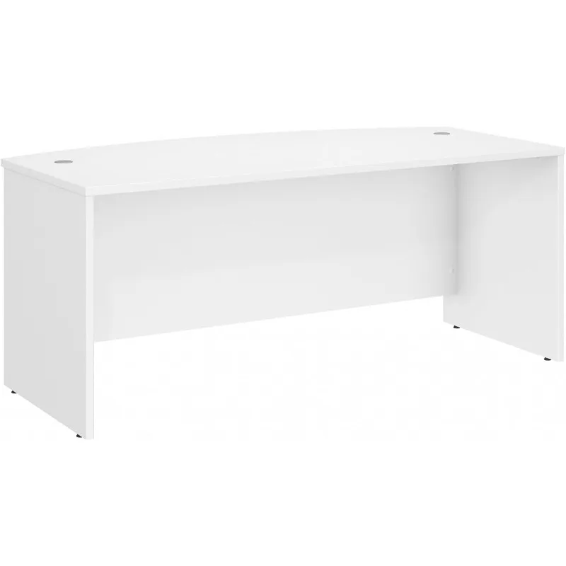 72W x 36D Bow Front Desk in White, Computer Table for Home or Professional Office