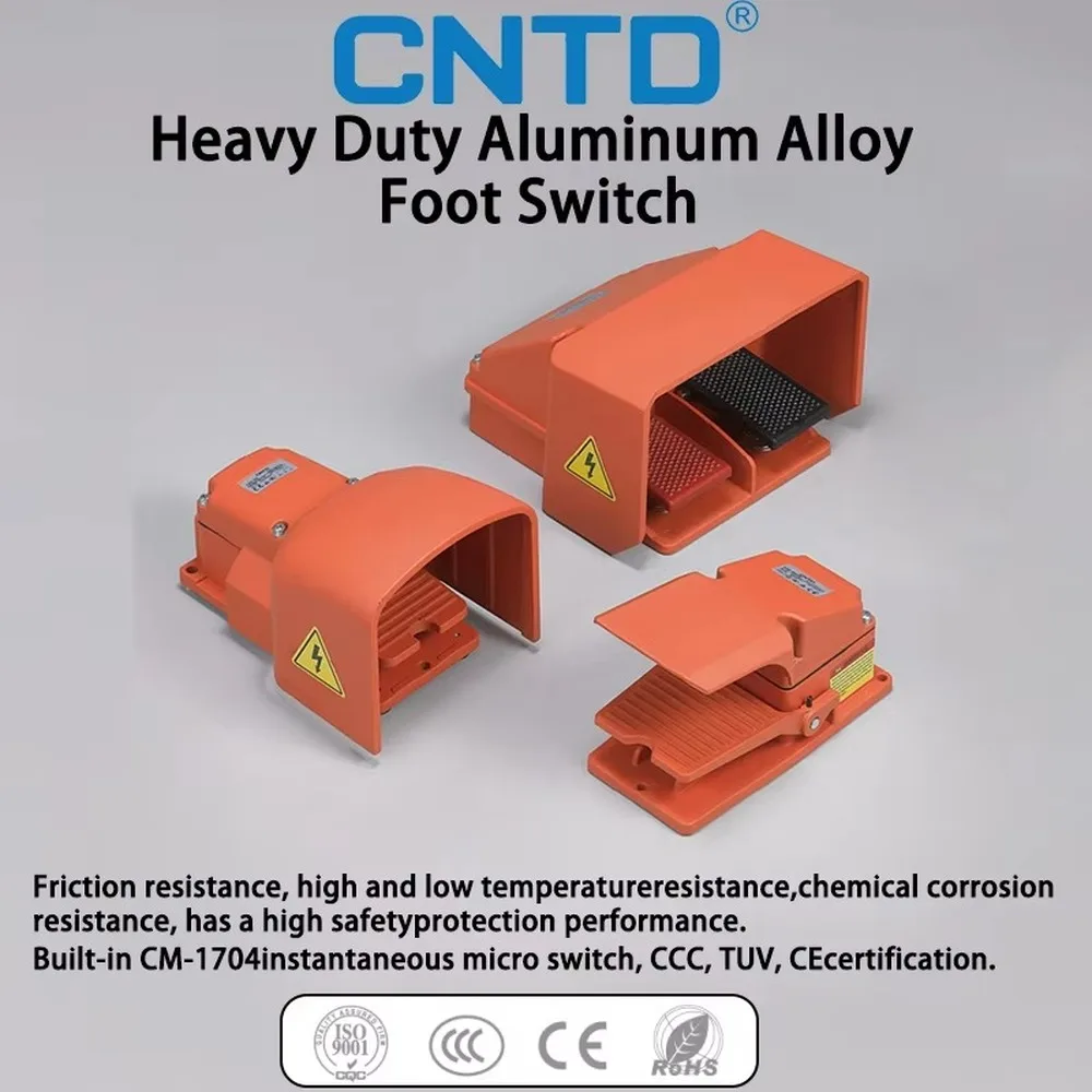 CNTD CFS‑402 CFS‑404 CFS‑405 Foot Switch Aluminum Shell Momentary Latching 10‑15A 250VAC Industrial Foot Pedal Switch No Cable