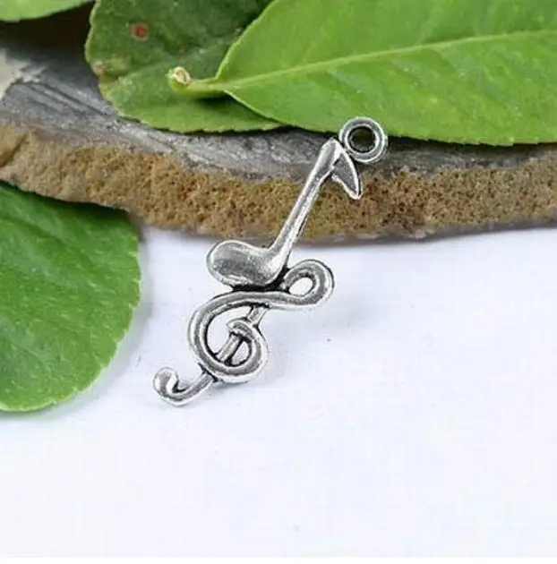 10 ชิ้น 32.2x11.3 มม. จี้โลหะผสมรูปโน้ตดนตรี รุ่น h1079