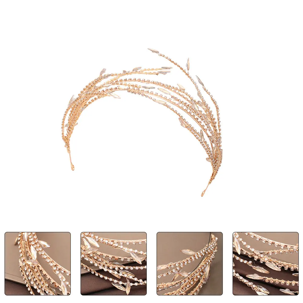 

Gold Rhinestone Hairband Shiny Wedding Headband Party Birthday Bridal Hair Accessories Elegant Headdress for Proms Anniversaries
