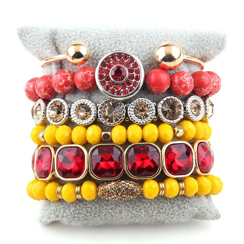 RH Fashion Boho Jewelry Set Red Yellow Multi Stack Bracelet Sets For Women Bohemian Jewelres Gift For Friends Birthday