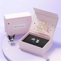 Novo sanrio kawaii olá kittys kuromis um par de brincos assimétricos estudante menina estilo coreano sweetlovely menina clipe de orelha presente