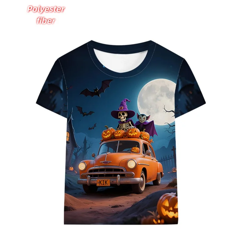 

Футболка с 3D принтом на Хэллоуин и призраком для мужчин, футболки с рисунком тыквы и черепа, летние уличные повседневные топы с короткими рукавами, свободные футболки с круглым вырезом