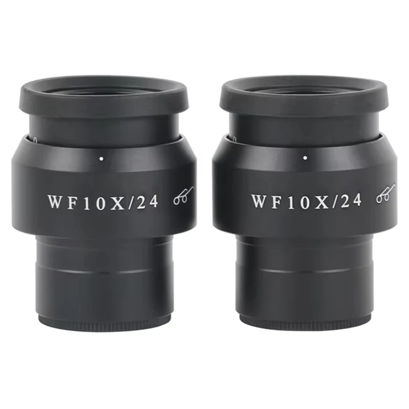 2pcs WF10X/24MM Microscope Eyepiece high Point Wide Field Binocular Stereo Microscope Lens Accessories Diopter Adjustable 30MM