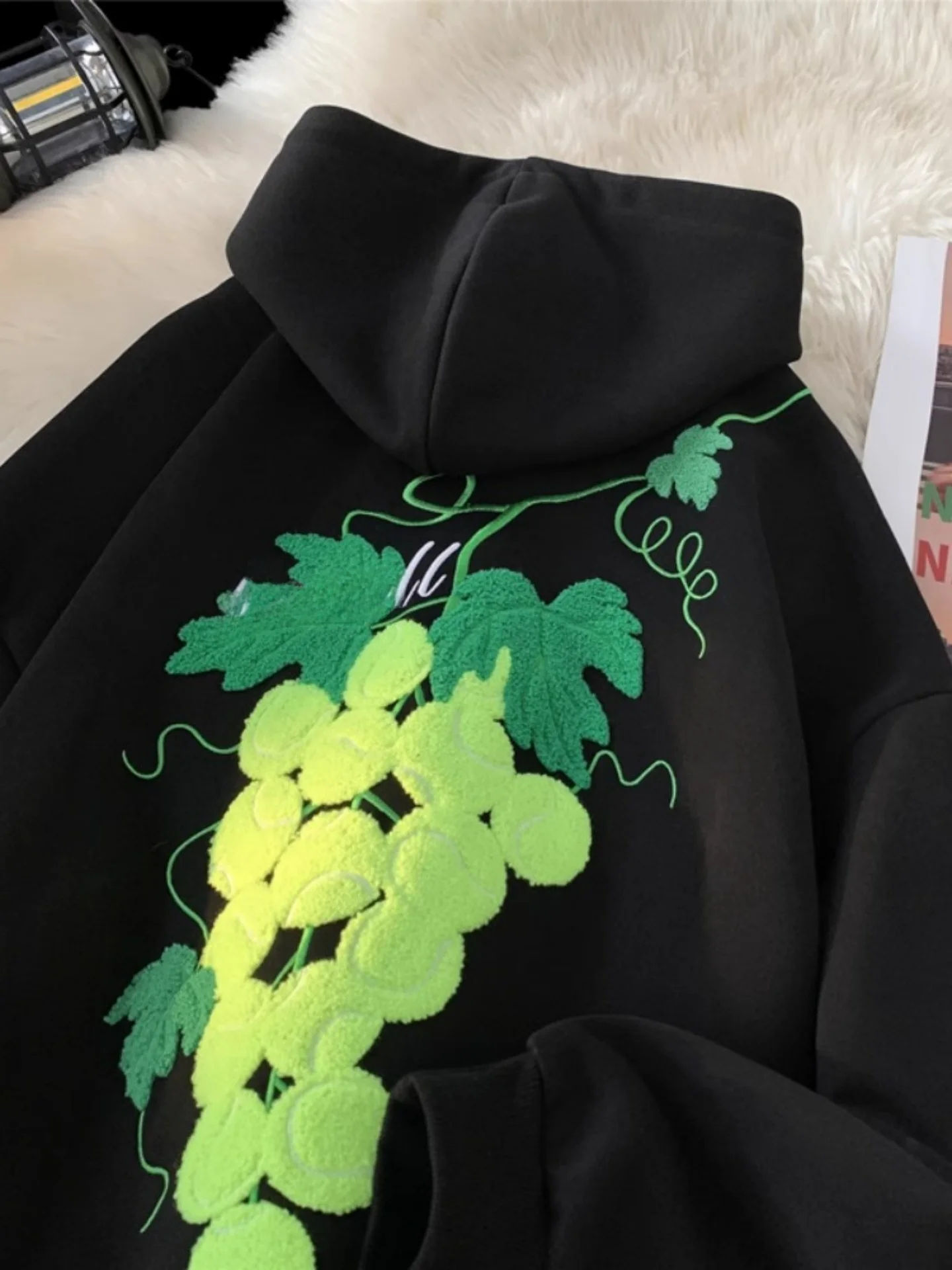 

Женская толстовка с капюшоном в стиле ретро, американская апейская теннисная вышивка, свободная осенне-зимняя уличная повседневная хлопковая длинная толстовка све