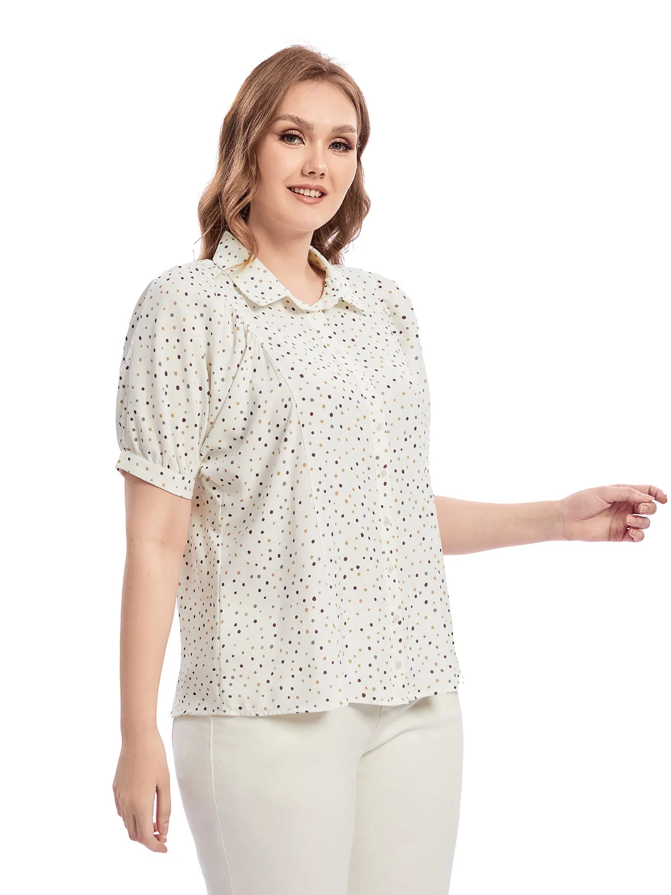 Women Plus Size Woven Spring And Autumn Fashionable Shirt