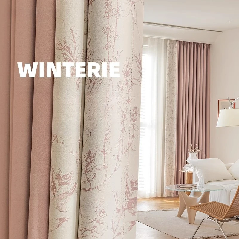 

Girl Pink Princess Wind Premium Light Luxury Modern Full Blackout Room Bedroom Curtains Living Room Floating Curtains