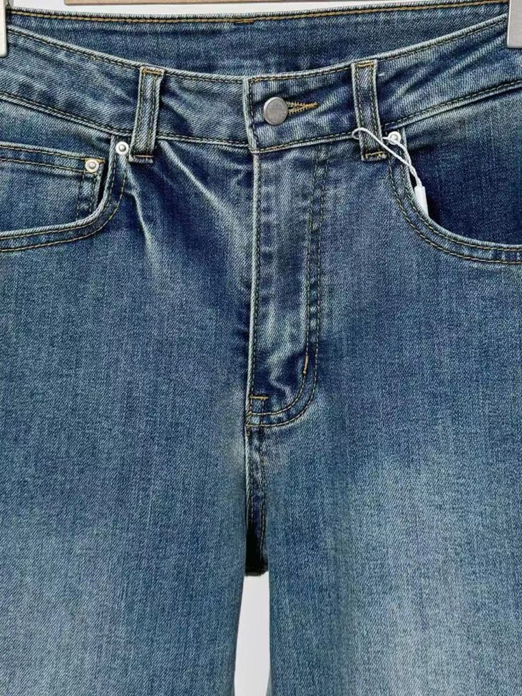 Faionable cintura alta emagrecimento micro queimado jeans feminino fino ajuste casco calças primavera novo sle longo na moda denim