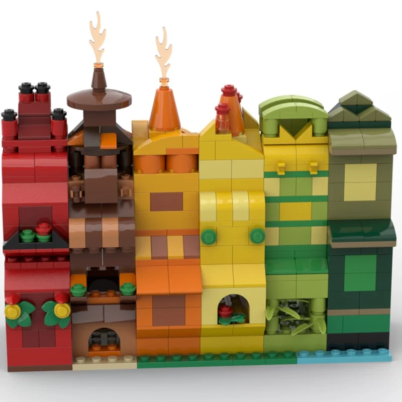 605 stücke MOC Regenbogen Häuser Teil 1 Klassische Modell Bausteine Weihnachten Geschenk Architektur Bildung Spielzeug Ziegel Kinder Geburtstag