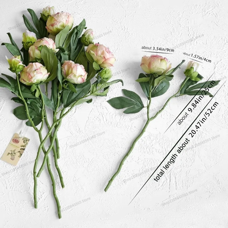 For French style burnt edge peony simulation flower home decoration accessories peony dried flower bouquet