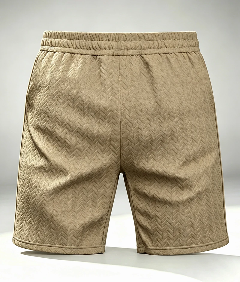 Herren Sommer-Jacquard-Shorts, Lässige Passform mit Kordelzug, Strukturiert, Leicht, für Urlaub und Alltag – Detail 7