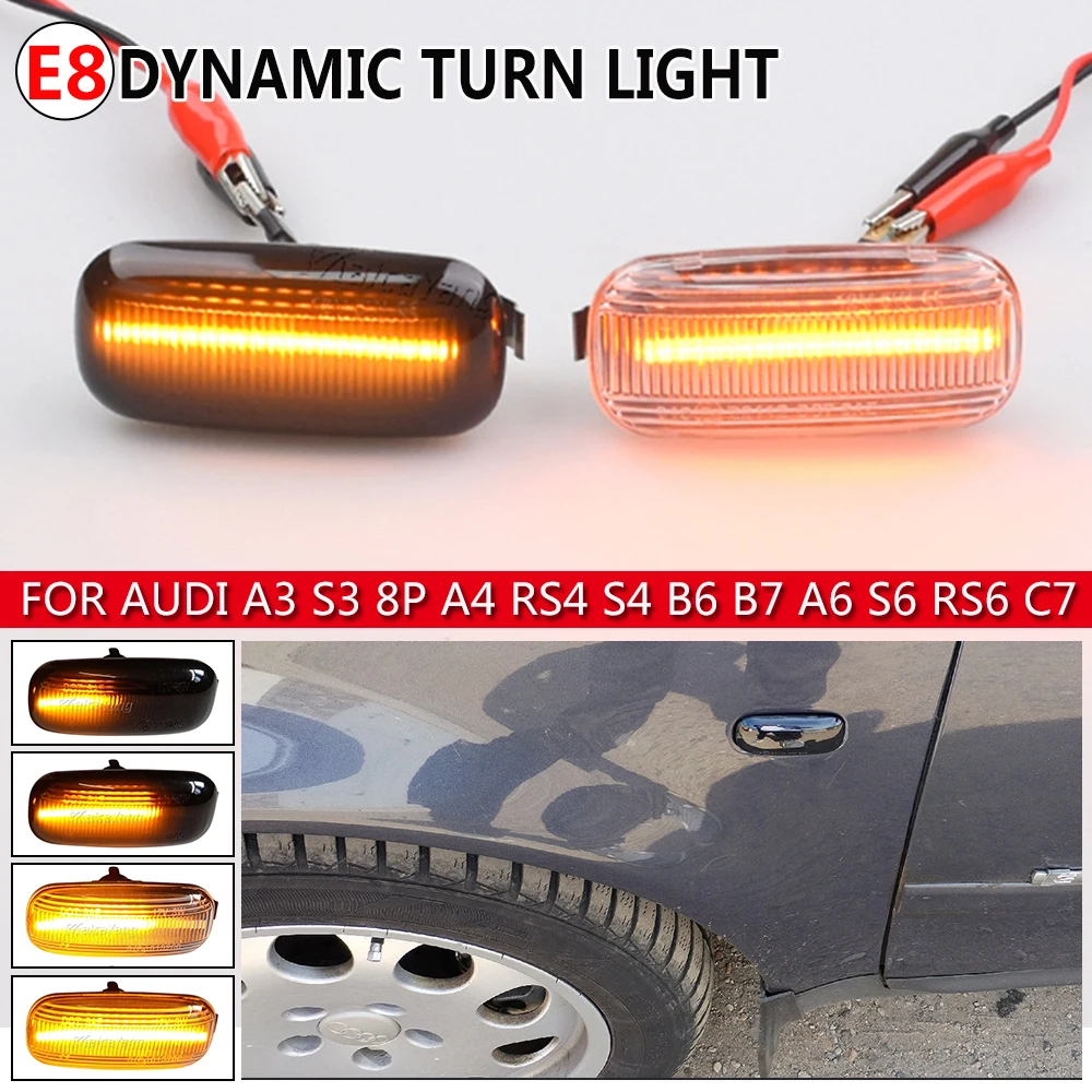 Side Marker Light Dynamic LED Turn Signal Flashing Indicator For Audi A3 S3 8P A4 B6 B8 B7 S4 RS4 A6 S6 C5 8E0949127