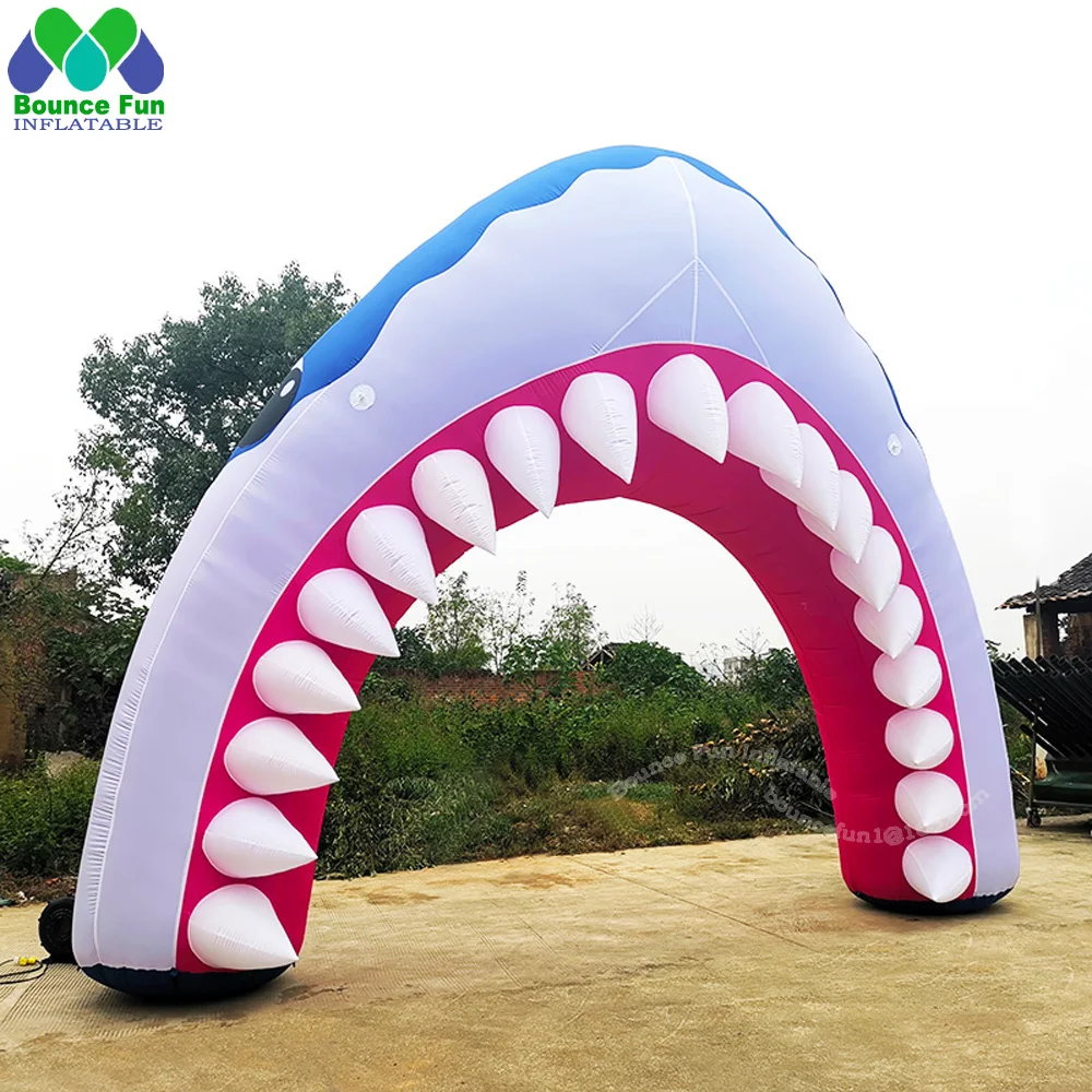 Clearance Custom Outdoor Activity Inflatable Shark Mouth Arch With Blower Inflatable Animal Archway For Ocean Event Advertising