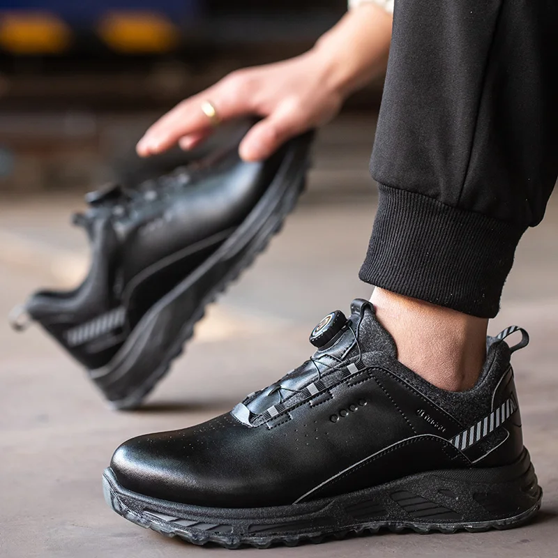 Steel Toe Anti-drop Anti-puncture Indestructible Sneaker Puncture-Proof Sneakers Construction Work Shoes Rotating Button Boots