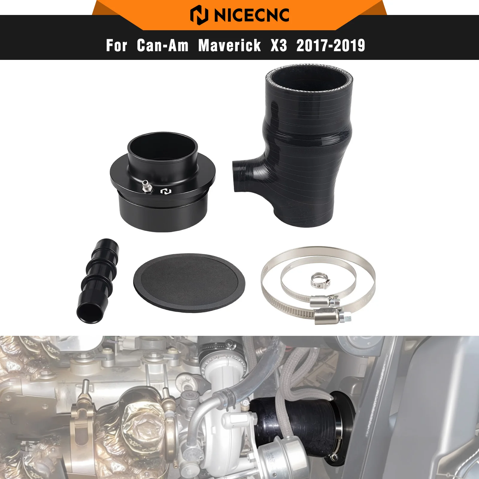 NICECNC For Can-Am Maverick X3 2017-2019 UTV Silicone Intake Hose Kit Compatible With X3 RS X3 DS X3 4x4 Turbo DPS X3 Max R RR