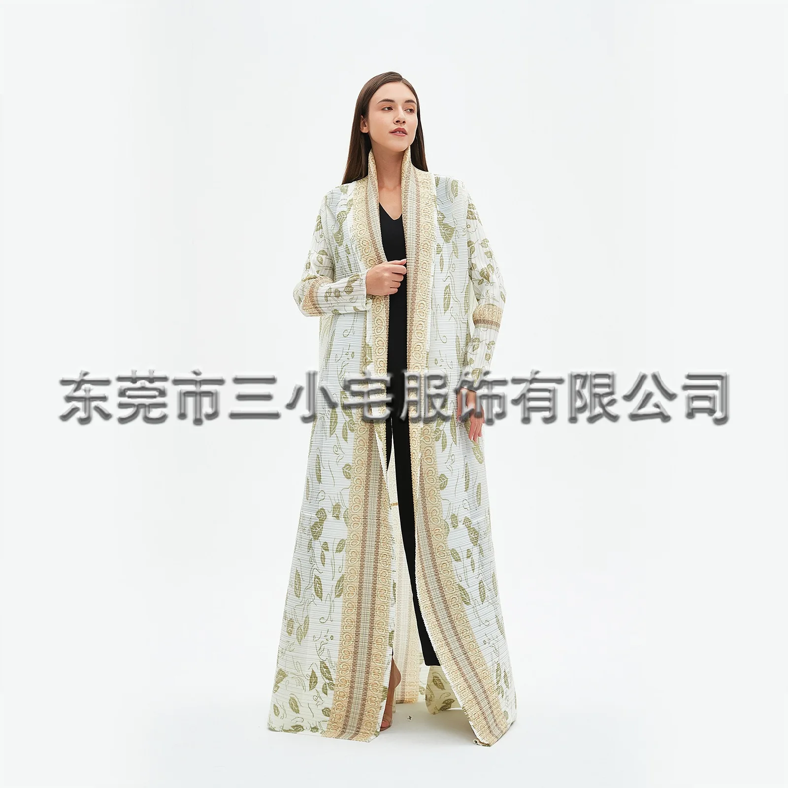 Pleats Pleated Jacket Extended Arabesque Trench Coat Loose Printed Poncho Women Plus Size Clothing Elegant Tops