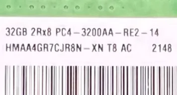 

For 32G 2RX8 PC4-3200AA REG ECC HMAA4GR7CJR8N-XN