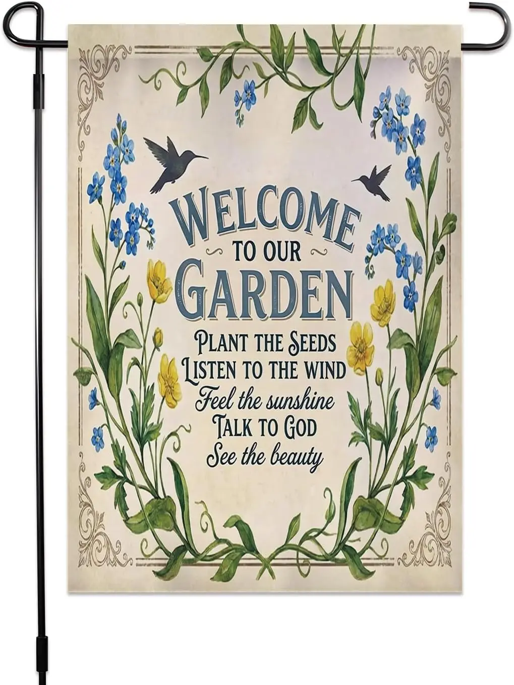 Welcome to Our Garden Talk To God Garden Flag aaz