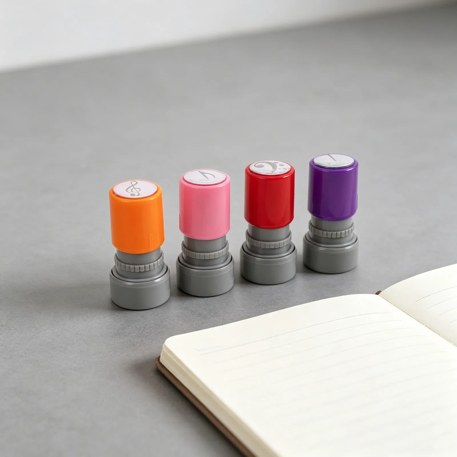 4Pcs Music Note Stamp Set Bass Treble Clef Quarter Eighth Sixteenth Note Stamps for Music Theory Practice Classroom Journaling