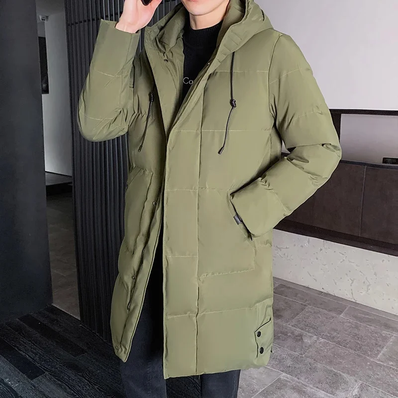 

Men Autumn Winter Mid Length Hooded Cotton Padded Jacket Warm Fashion Street Parka Clothing Brand Plus Size 8Xl 7Xl 6Xl