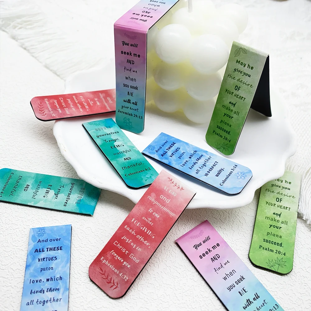 5pcs Small Fresh Bible Verse Magnetic Bookmarks Reading Pages Books Annotated School Stationary Supplies DIY Aesthetic Bookmarks