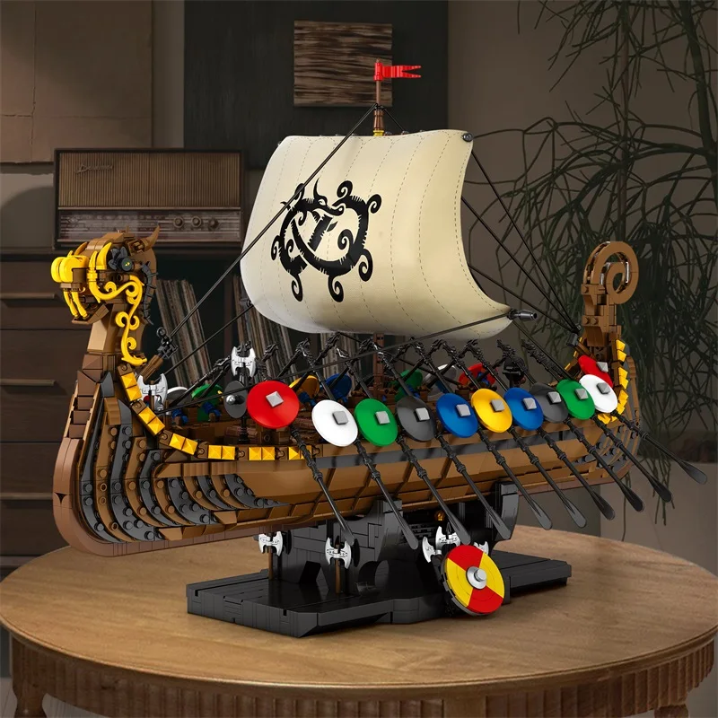 

2547pcs Kids Building Block Toys for MOC Creativity Retro Viking Warship Model Boat Bricks Assembling Toys for Boys Gifts Sets