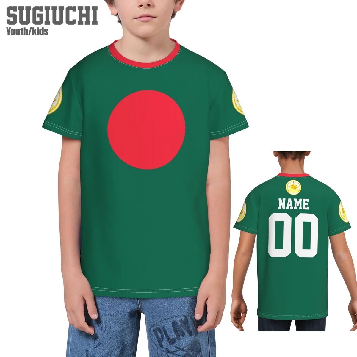 

Custom Name Number Bangladesh Flag Emblem 3D T-shirts For Kids Youth Boy/Girl Tees Soccer Football Fans Gift T shirt