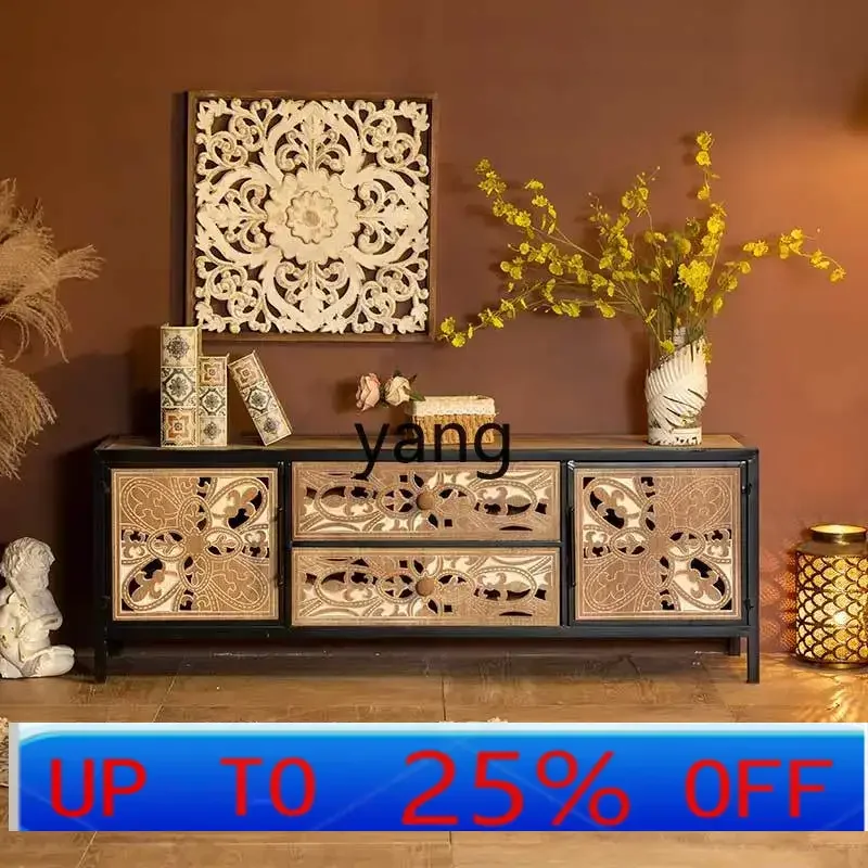 

Левый шкаф для телевизора из кованого железа, вход в стиле ретро, обеденный боковой шкаф, бытовой шкаф для хранения, художественный боковой шкаф