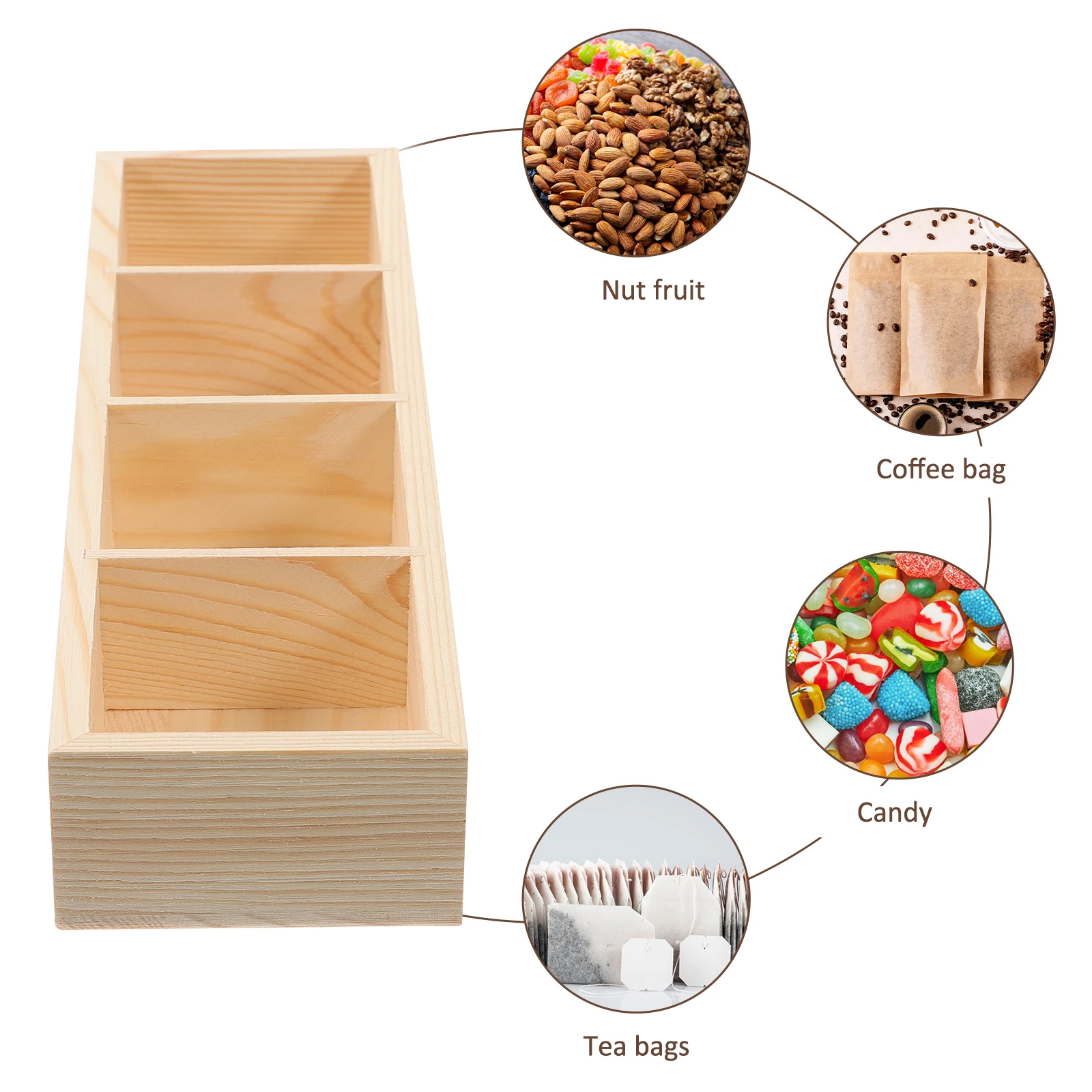

Retro Multi Storage Box for Bags Coffee Sugar Smooth Edges Wooden Texture Home Tea Containers For Tea Bags Cafe ganizer