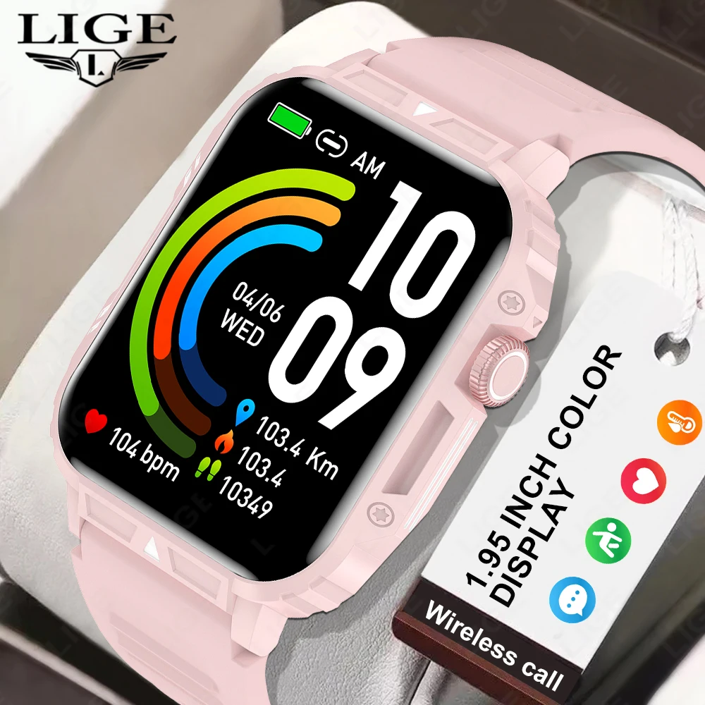 

Смарт-часы LIGE для мужчин, 1,95 дюйма, Bluetooth, умные часы с функцией вызова, IP68, водонепроницаемые, военные, для занятий спортом на открытом воздухе, фитнес-часы, подарки для мужчин