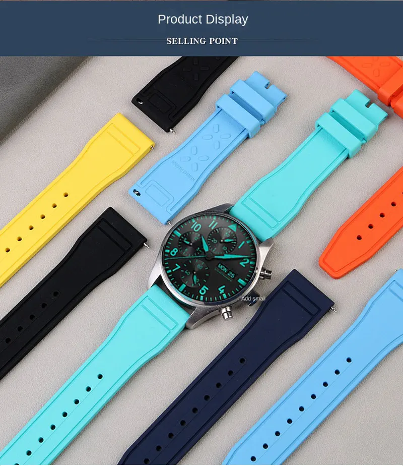 20mm 21mm 22mm Natura Morbida Fluororubber FKM Cinturino In Gomma Per IWC Strap Big Pilot Portofino TOP GUN cinturino orologio da uomo braccialetto