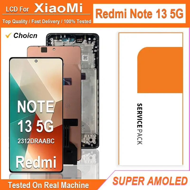 6.67\'\' AMOLED LCD For Xiaomi Redmi Note 13 5G LCD For Redmi Note 13 5G LCD 2312DRAABC Display Touch Screen Digitizer Assembly