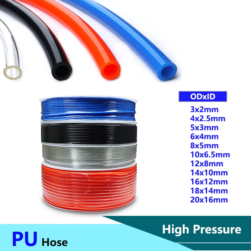 1/3/5/10M PU Hose Pneumatic Tube Air Hose Polyurethane Pipe 3mm 4mm 6mm 8mm 10mm 12mm 14mm 16mm 18mm 20mm Air Component Hose