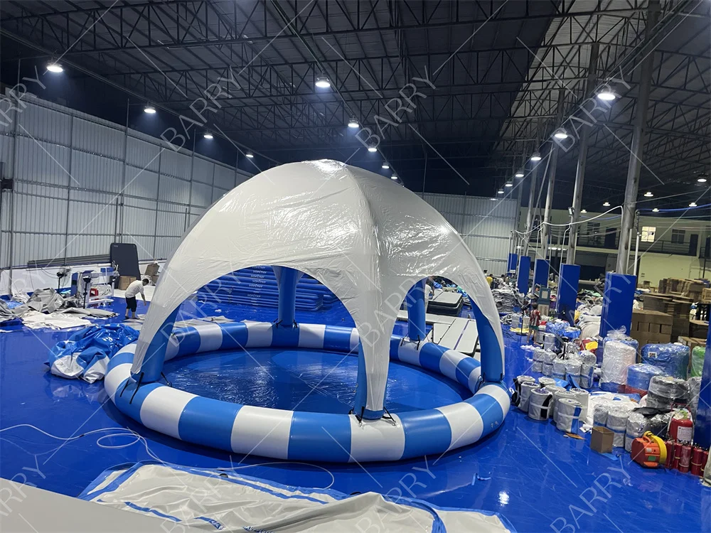Outdoor Playground Water Kids Inflatable Pool With Tent Circular Inflatable Swimming Pool Cover Tent