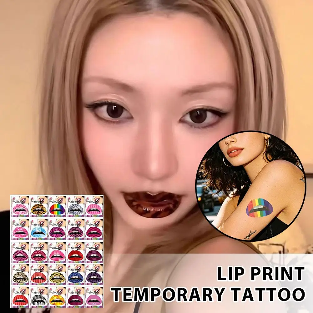 Creative Niche Red Lip Design Disposable Tattoo Sticker Gentle Environmentally Friendly Multifunctional Tattoo Lip Sticker 1 Set