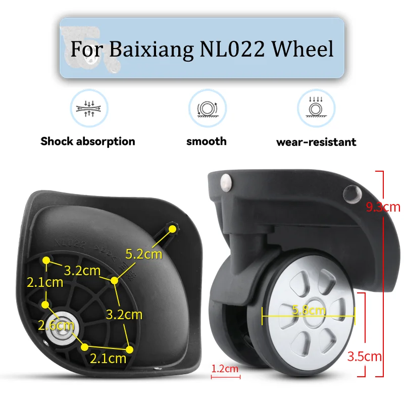 

For Baixiang NL022 Universal Wheel Replacement Suitcase Rotating Smooth Silent Shock Absorbing Wheel Accessories Wheels Casters