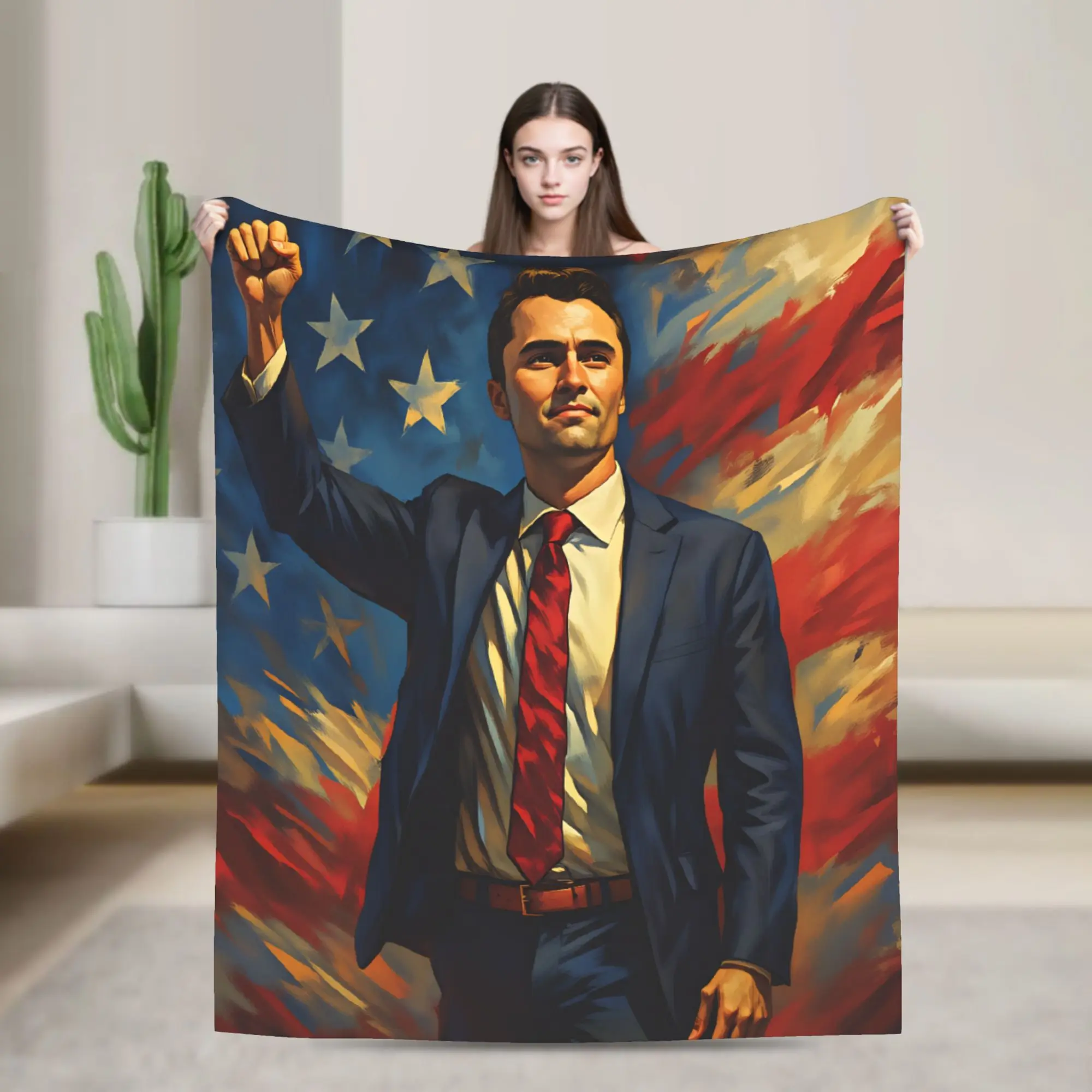Charlie Kirk R.I.P Blankets  Flannel Funny Warm Throw Blankets for Bedspread Summer,