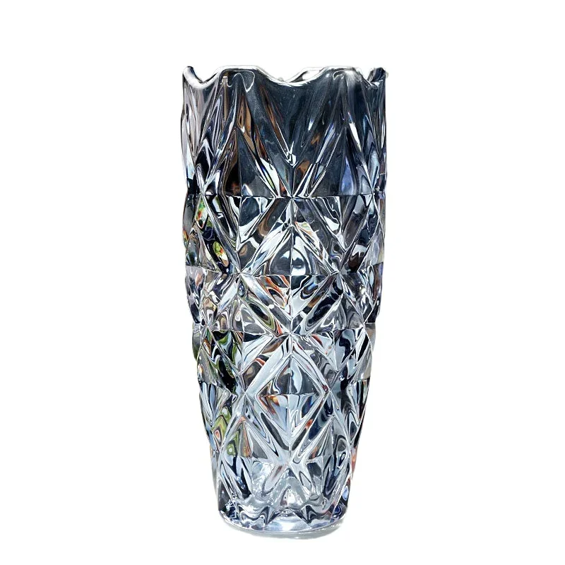 The feeling of flower arrangement vase blue ornament placed on the crystal glass dining table in the living room