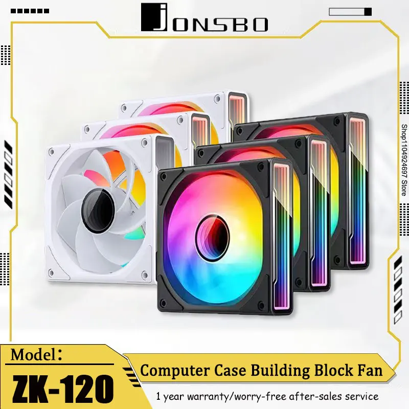 

JONSBO ZK-120 3-in-1 Case Fan FDB Bearing Colourful Edition Wireless Connection 12cm Building Block Fan Forward/Reverse Blades