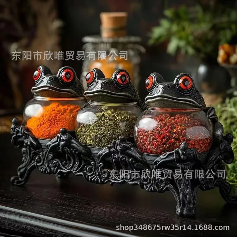 

Милая банка для хранения в форме лягушки для кухонных приправ с крышкой для чая, конфет, многоцелевой домашний декор стола для детей, женщин, подарок