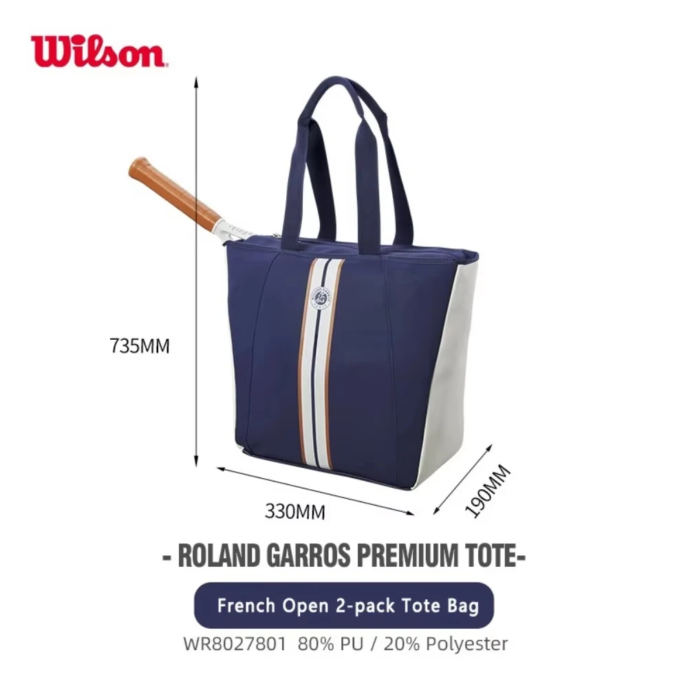 Wilson Roland Garros Tennis Carry Bag for up to 2 Racquets Two elastic compartments, capable of accommodating up to 2 bottles