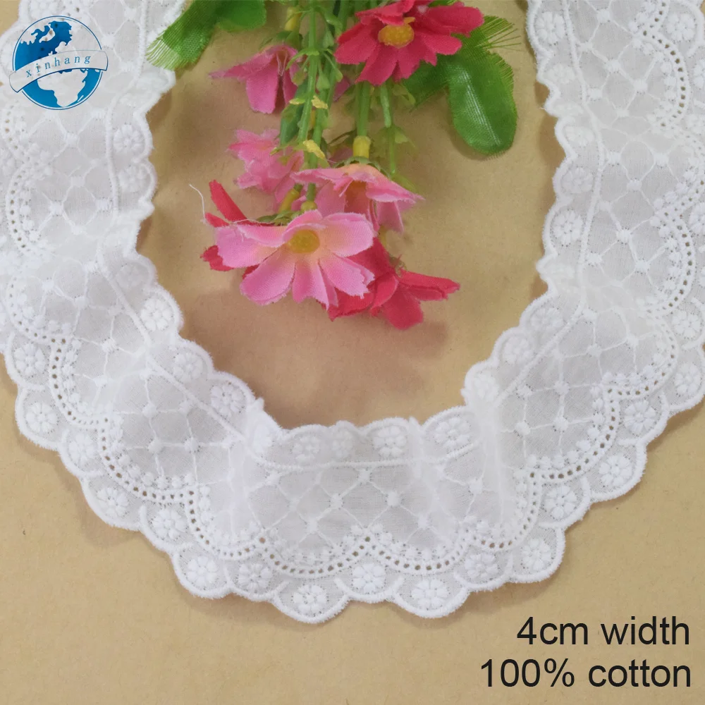 4cm 100% szerokości haftowana bawełniana koronka do szycia wstążka gipiura tkanina wykończana na drutach do ubrania DIY akcesoria ślubne #4330