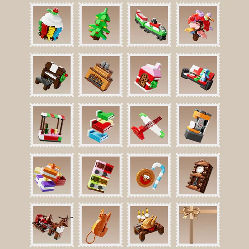 الإبداعية الخبراء MOC عيد الميلاد سلسلة صندوق أعمى اللبنات DIY نموذج عيد الميلاد مفاجأة هدية للطفل هدية عيد الميلاد