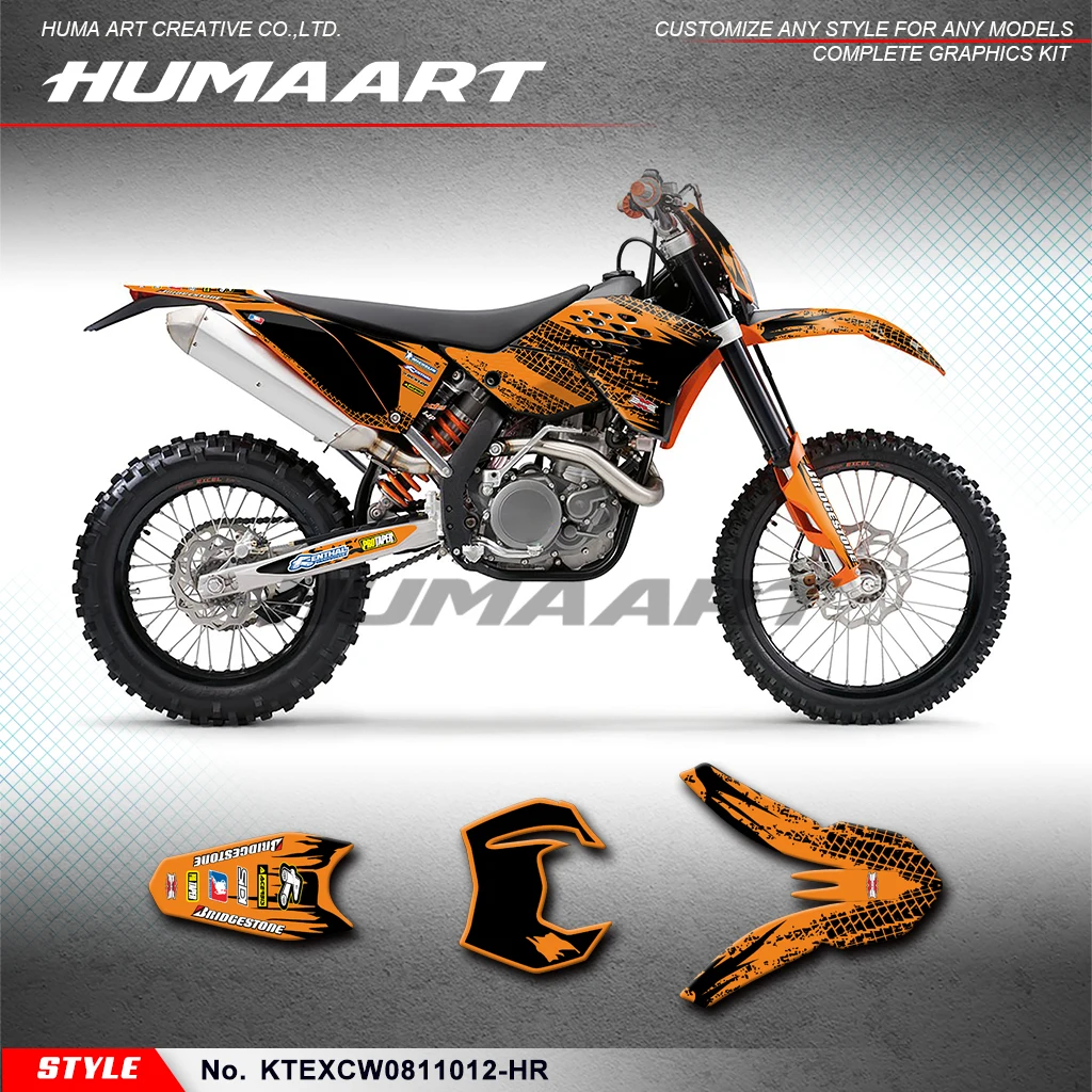 HUMAART Custom Graphics Stickers Kit Déco for KTM 125 200 250 300 400 450 525 530 EXC EXC-F XCW XCF-W 2008 2009 2010 2011