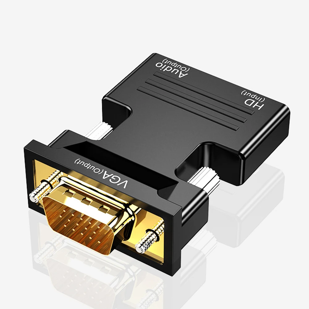 New HDMI-Compatible  to VGA Female to Male Converter with Audio Adapter Support 1080P Signal Output Convertor+Audio Cables