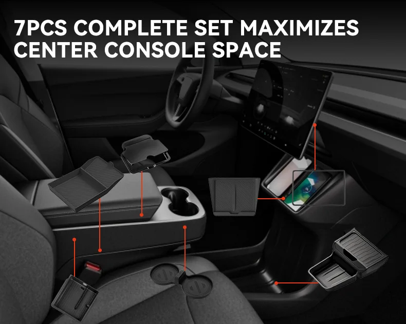 YZ für Tesla Model Y Standard Juniper RWD 2026 2025 Mittelkonsole Untere TPE-Aufbewahrungsbox Ladepad-Organizer Auto-Zubehör – Detail 11