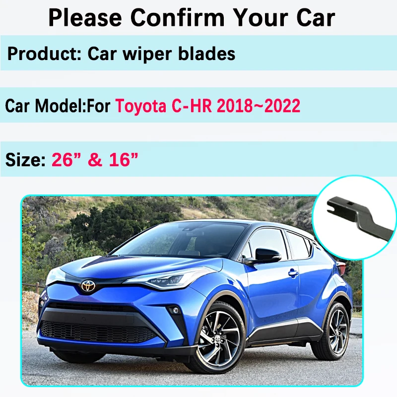 3x Car Wiper Blades for Toyota C-HR Accessories 2018~2022 AX10 AX50 IZOA CHR C HR Front Rubber Windshield Wipers Window Cleaning