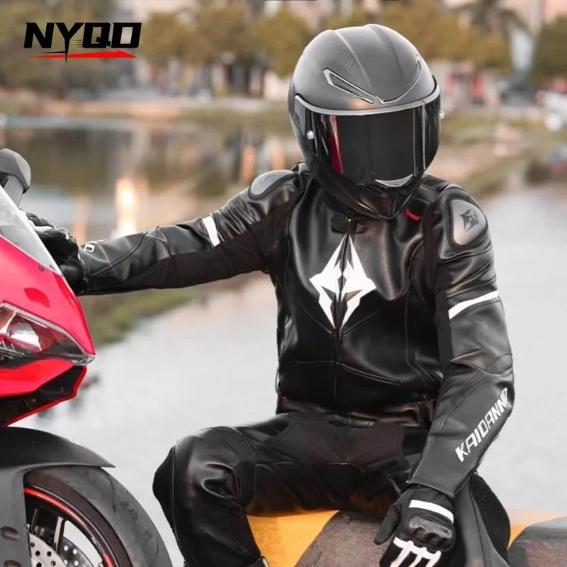 Motorcycle Riding Suit Anti-drop Leather Jacket Suit Men's Locomotive Suit Four Seasons Racing Windproof Knight Protective Gear